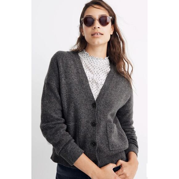 Madewell Short Kent Ex-Boyfriend Cardigan Sweater Gray Heather Shadow XS - Picture 1 of 8